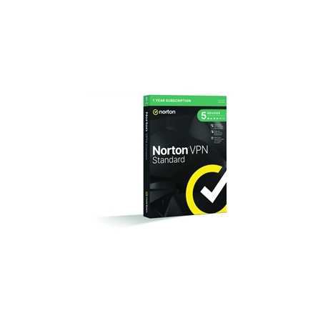 Norton VPN 5 Device 1-year Subscription, Includes Change Location, Content Access, Auto Connect and Ad Tracker Blocking, PC/Mac/