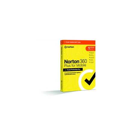 Norton 360 Plus Mobile 1 Device 1-year Subscription, Includes Secure VPN, Password Manager, Dark Web Monitoring and AI-Powered S