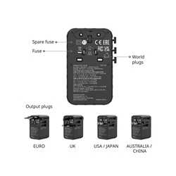 Verbatim (30190) Charge 'n' Travel 170W Universal Travel Adapter Black, Charge Up To 6 Devices AT Once