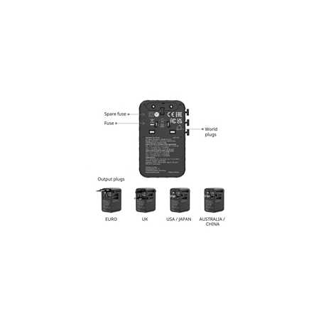 Verbatim (30190) Charge 'n' Travel 170W Universal Travel Adapter Black, Charge Up To 6 Devices AT Once