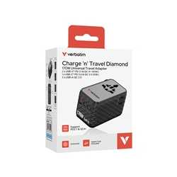 Verbatim (30190) Charge 'n' Travel 170W Universal Travel Adapter Black, Charge Up To 6 Devices AT Once