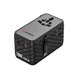 Verbatim (30186) Charge 'n' Travel 70W 2C Retractable Universal Travel Adapter Black, Fast Charging up to 70W
