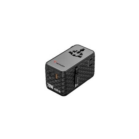 Verbatim (30186) Charge 'n' Travel 70W 2C Retractable Universal Travel Adapter Black, Fast Charging up to 70W
