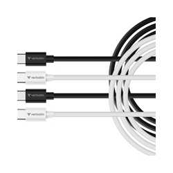 Verbatim (32391) Essentials Sync & Charge USB-C to C Cables (2 pack) Black & White, 1m, 60W PD, 480Mbps, USB Power Delivery 3.0 