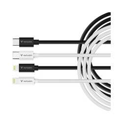 Verbatim (32392) Essentials Sync & Charge USB-C to Lightning Cables (2 pack) Black & White, 1m, 27W PD, 480Mbps, USB Power Deliv