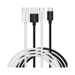 Verbatim (32393) Essentials Sync & Charge USB-A to C Cables (2 pack) Black & White,1m,18W QC, 480Mbps, Quick Charge 3.0 Support 