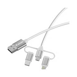 Verbatim (32394) Essentials 3-in-1 Sync & Charge Cable USB-A to Micro-B, USB-C and Lightning, 1m, 18W QC, 480Mbps, Quick Charge 