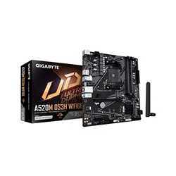 Gigabyte A520M DS3H WIFI6E AMD AM4 Socket Motherboard, Micro-ATX, 4x DDR4 Slots, 1x M.2 Socket, GbE LAN, Wi-Fi 6E, 1x DisplayPor