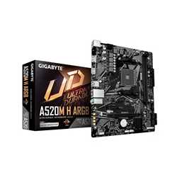 Gigabyte A520M H ARGB AMD AM4 Socket Motherboard, Micro-ATX, 2x DDR4 Slots, 1x M.2 Socket, GbE LAN, 1x DisplayPort / 1x HDMI Por