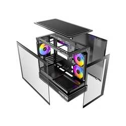 Antec Constellation C2M ARGB Micro-ATX PC Case, 270' Panoramic Tempered Glass, 240mm and 120mm ARGB PWM Fans, USB-C, 360mm Radi
