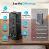 VonHaus Tower Extension Lead with USB, Power Surge Protection 2M Cable Black, 8 x UK Mains Sockets, Three-Pin 13A Plugs, Arrange