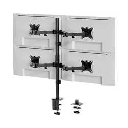 VonHaus Quad Monitor Stand for 13-32" Screens, Four Screen Monitor Desk Mount, Height Adjustable, Easy Assemble Stand with Full