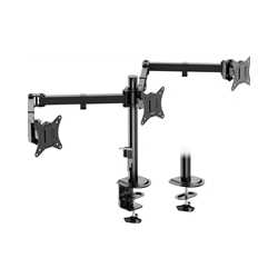 VonHaus Triple Monitor Stand for 17-27" Screens, Three Screen Monitor Mount with Desk Clamp, Height Adjustable, Easy Assemble S