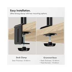 VonHaus Triple Monitor Stand for 17-27" Screens, Three Screen Monitor Mount with Desk Clamp, Height Adjustable, Easy Assemble S