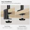 VonHaus Triple Monitor Stand for 17-27" Screens, Three Screen Monitor Mount with Desk Clamp, Height Adjustable, Easy Assemble S