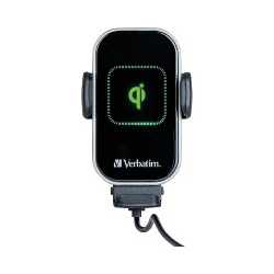 Verbatim FWC-02 Qi Fast Wireless Car Charger, 360 Degrees Rotatable, Three Mounting Options: Vent Holder, Suction Cup On Dashboa