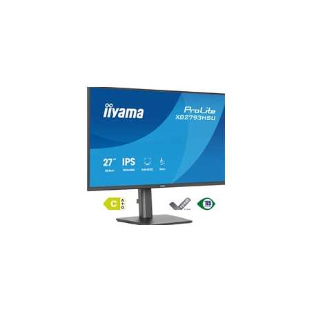 iiyama ProLite monitor XB2793HSU-B1 Height Adjustable, 27" IPS, 120Hz, Black, 4-side slim bezel and C energy class, HDMI, Displ