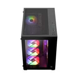 Aerocool (ACCM-ES01163.11) Mid tower PC case, Tempered glass, Up to 162mm GPU clearance, RGB,  Included fans 2x 140 mm, 4x 120 m