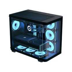 Aerocool (ACCM-PN01043.11) Dual-chamber PC case, Curved glass panelling, 4 x pre-installed 120mm ARGB fans, 450mm GPU clearance,