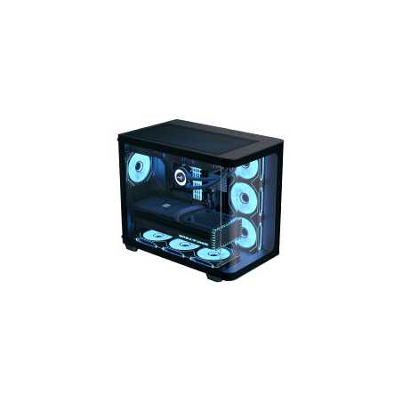 Aerocool (ACCM-PN01043.11) Dual-chamber PC case, Curved glass panelling, 4 x pre-installed 120mm ARGB fans, 450mm GPU clearance,