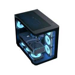 Aerocool (ACCM-PN01043.11) Dual-chamber PC case, Curved glass panelling, 4 x pre-installed 120mm ARGB fans, 450mm GPU clearance,