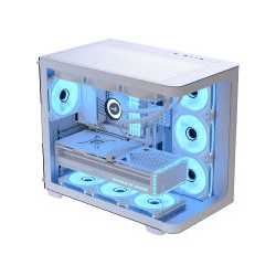 Aerocool (ACCM-PN01043.21) Dual-chamber PC case, Curved glass panelling, 4 x pre-installed 120mm ARGB fans, 450mm GPU clearance,