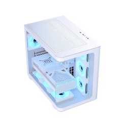 Aerocool (ACCM-PN01043.21) Dual-chamber PC case, Curved glass panelling, 4 x pre-installed 120mm ARGB fans, 450mm GPU clearance,