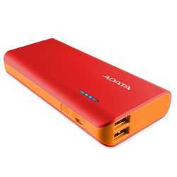 ADATA PT100 10000mAh Powerbank, 2 x USB, 4-Mode LED Flashlight, Red & Orange