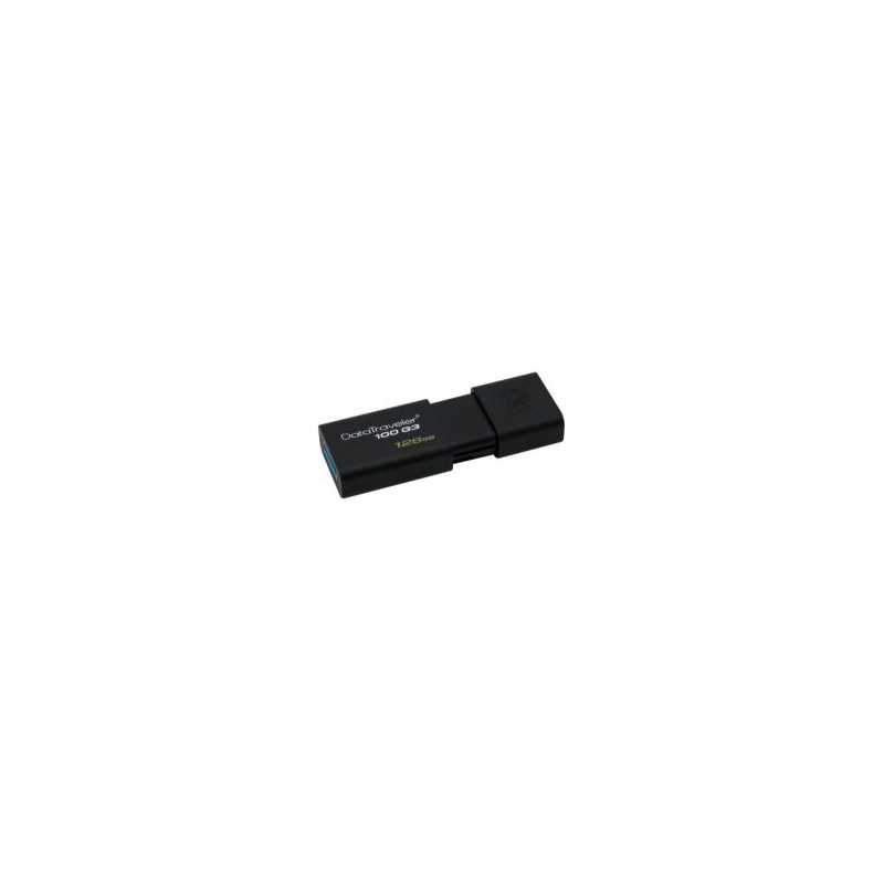 Kingston 128GB USB 3.0 Memory Pen, DataTraveler 100 G3, Black, Sliding Cap