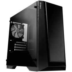 Antec P6 Gaming Case with Window, Micro ATX, No PSU, Tempered Glass, LED Fan, Black