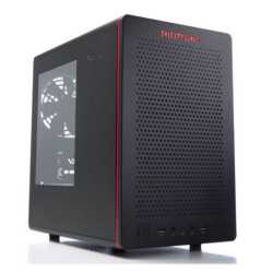 Riotoro CR280 SFF Gaming Case with Window, Mini ITX, No PSU, 2 x 12cm Fans, Large GPU & PSU Support, Black & Red