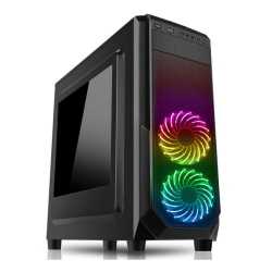 Spire PRISM ATX Gaming Case with Window, No PSU, RGB LED Fans, Black