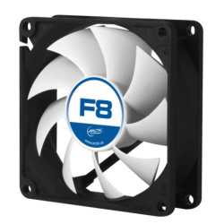 Arctic F8 8cm Case Fan, Black & White, 9 Blades, Fluid Dynamic, 6 Year Warranty