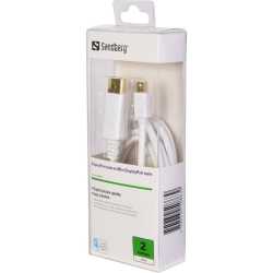 Sandberg Mini DisplayPort Male to DisplayPort Male Converter Cable, 2 Metres, 5 Year Warranty