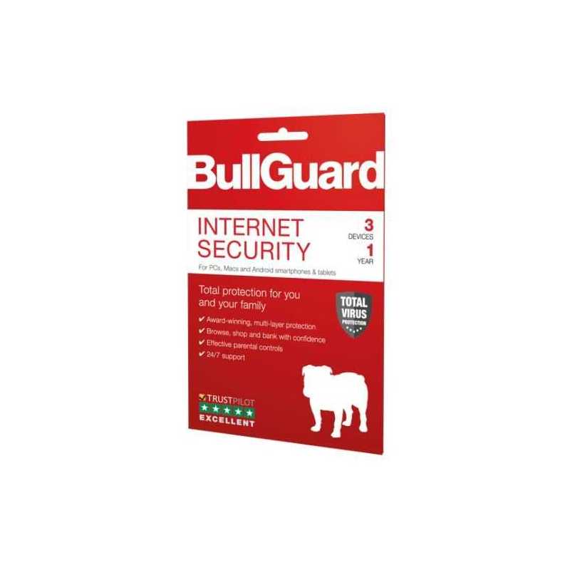 Bullguard Internet Security 2019 Retail, 3 User - 10 Pack, PC, Mac & Android, 1 Year
