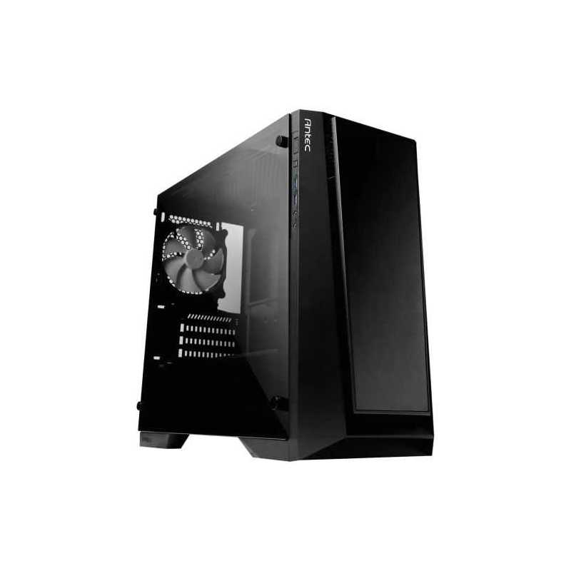 Antec P6 Gaming Case with Window, Micro ATX, No PSU, Tempered Glass, LED Fan, Black