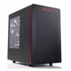 Riotoro CR280 SFF Gaming Case with Window, Mini ITX, No PSU, 2 x 12cm Fans, Large GPU & PSU Support, Black & Red