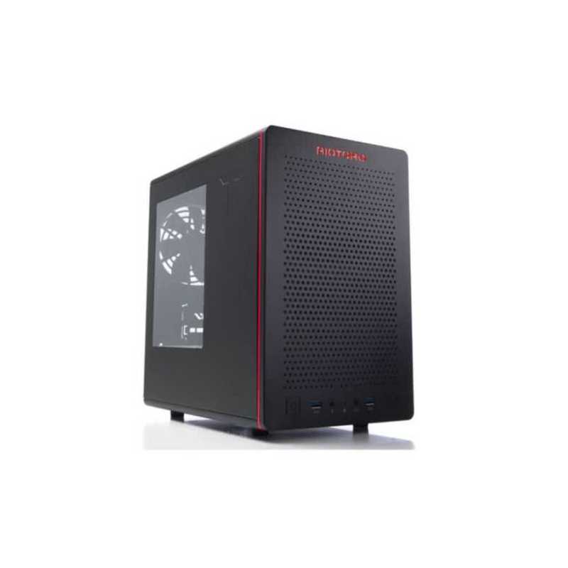 Riotoro CR280 SFF Gaming Case with Window, Mini ITX, No PSU, 2 x 12cm Fans, Large GPU & PSU Support, Black & Red