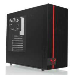 Riotoro CR488 Gaming Case with Window, ATX, No PSU, 2 x 12cm Fans (Red LED Front Fan), USB 3.0, Black & Red
