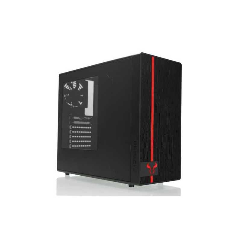 Riotoro CR488 Gaming Case with Window, ATX, No PSU, 2 x 12cm Fans (Red LED Front Fan), USB 3.0, Black & Red