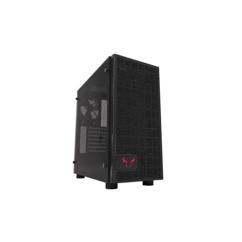 Riotoro CR500 Gaming Case with Window, ATX, No PSU, Tempered Glass, 2 x 12cm Fans, Black