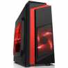 Spire F3 Micro ATX Gaming Case with Windows, No PSU, Red LED Fan, Black with Red Stripe, Card Reader