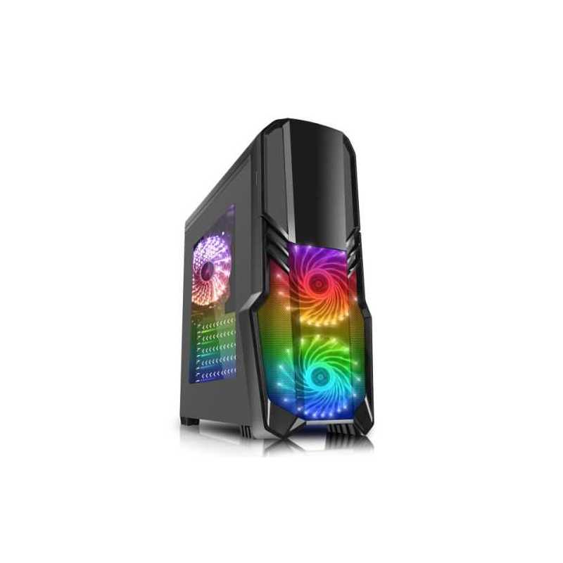 Spire G Force Gaming Case with Window, ATX, No PSU, RGB Fans & Remote, Card Reader, Black