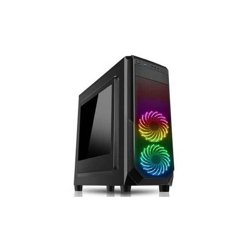 Spire PRISM ATX Gaming Case with Window, No PSU, RGB LED Fans, Black