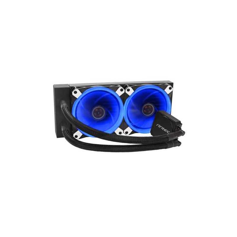 Antec Kuhler H20 K240 Liquid CPU Cooler, 2 x 12cm Blue LED PWM Fans, Low Profile 