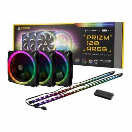 Antec Prizm 120 ARGB PWM RGB Kit, 3 x 12cm Case Fans + LED Strips + Controller