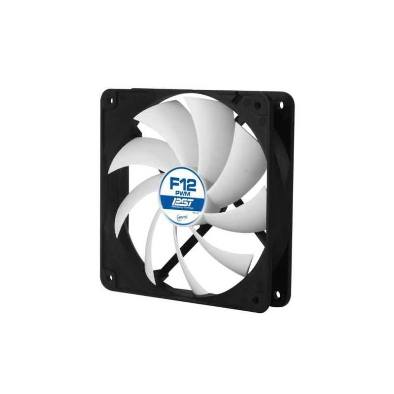 Arctic F12 12cm PWM Case Fan, Black & White, 9 Blades, Fluid Dynamic, 6 Year Warranty