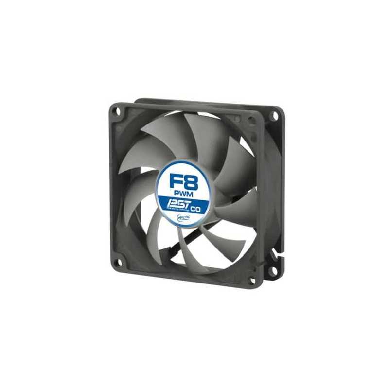 Arctic F8 8cm PWM PST Case Fan for Continuous Operation , Black & Grey, 9 Blades, Dual Ball Bearing, 6 Year Warranty