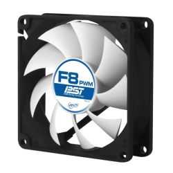 Arctic F8 8cm PWM PST Case Fan, Black & White, Fluid Dynamic, 6 Year Warranty