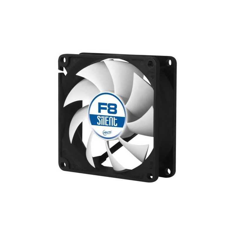 Arctic F8 Silent 8cm Case Fan, Black & White, 9 Blades, Fluid Dynamic, 6 Year Warranty